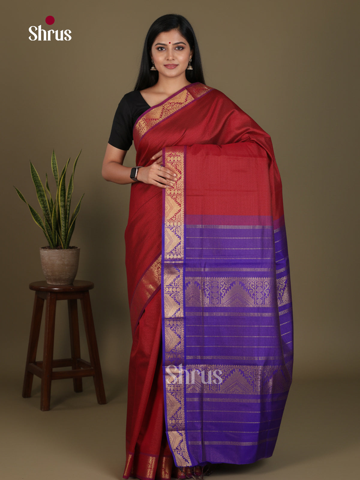 Silkcotton-halfpure Saree - EES16437 - Shop on Shrus.com