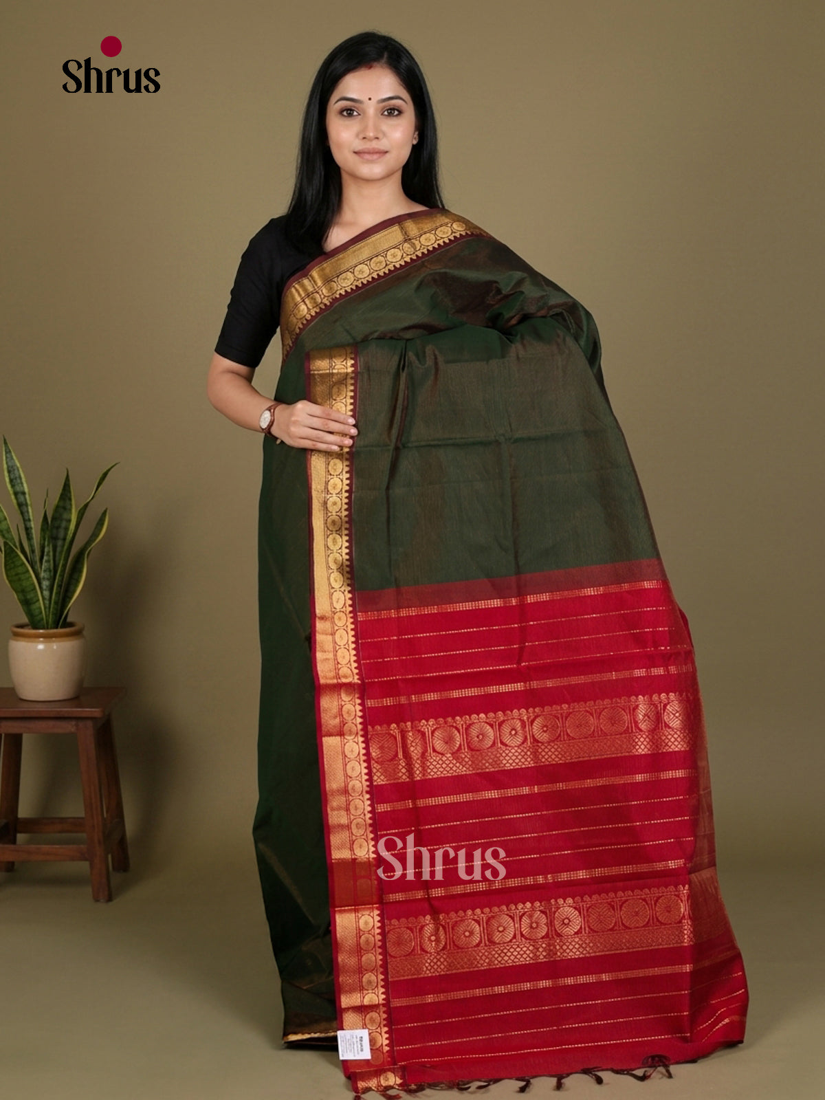Silkcotton-halfpure Saree - EES16449 - Shop on Shrus.com