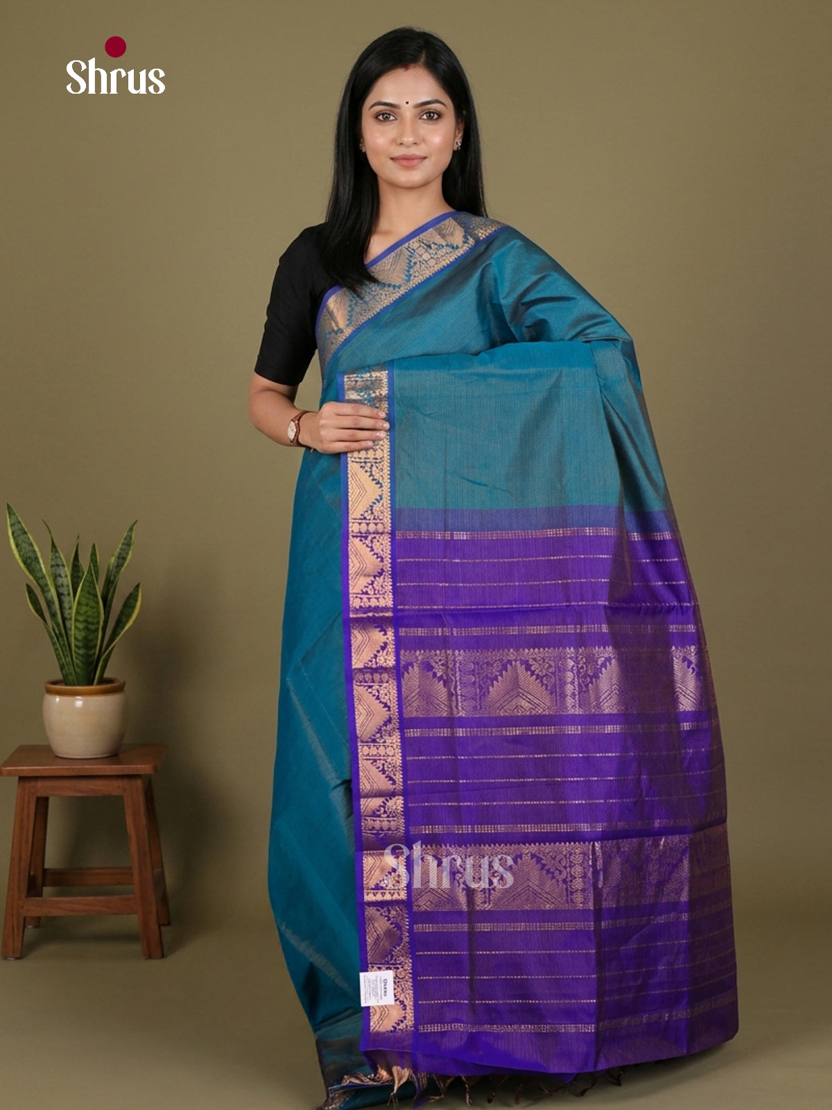 Silkcotton-halfpure Saree - EES16451 - Shop on Shrus.com