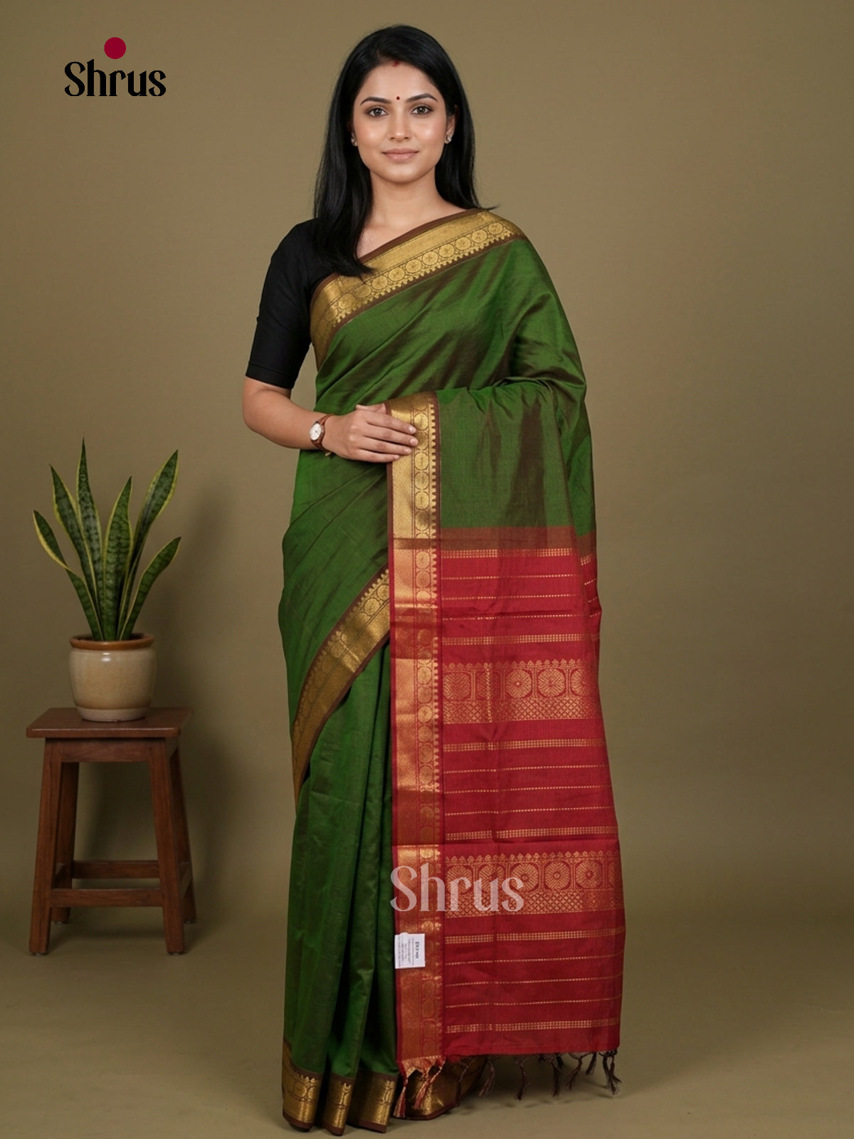 Silkcotton-halfpure Saree - EES16453 - Shop on Shrus.com