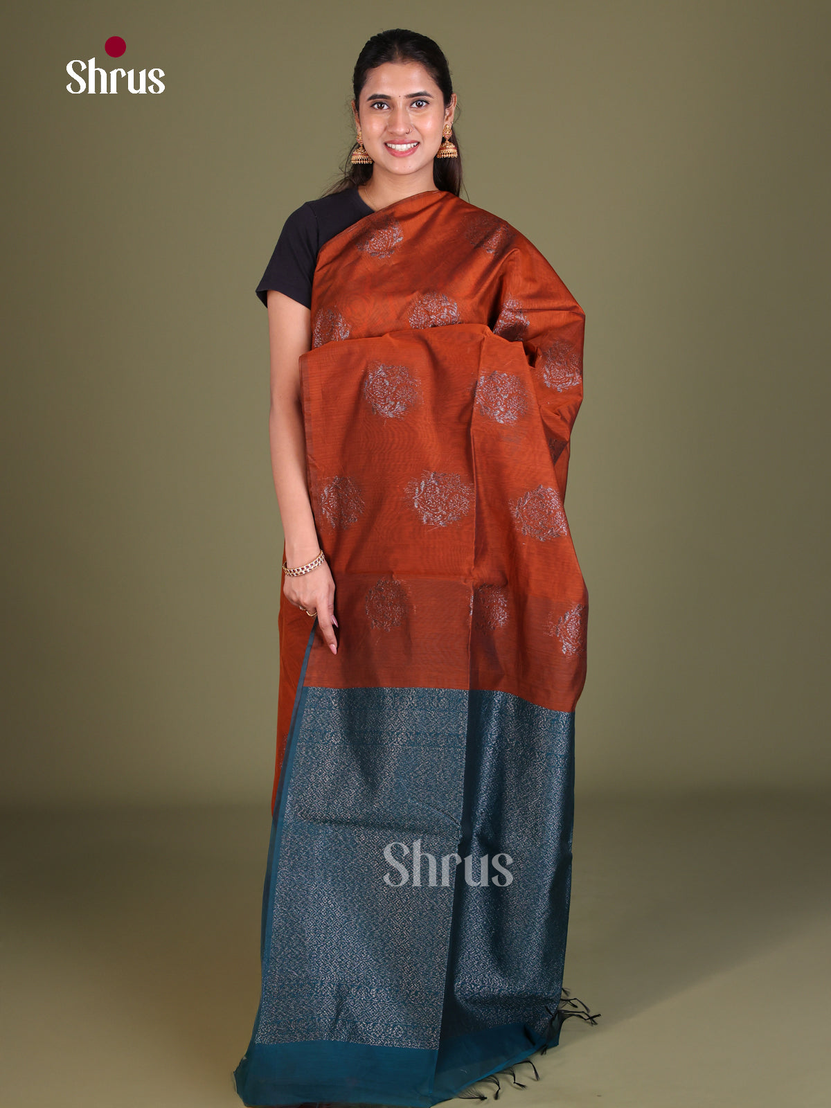 Semi Silkcotton Saree - EES19281 - Shop on Shrus.com