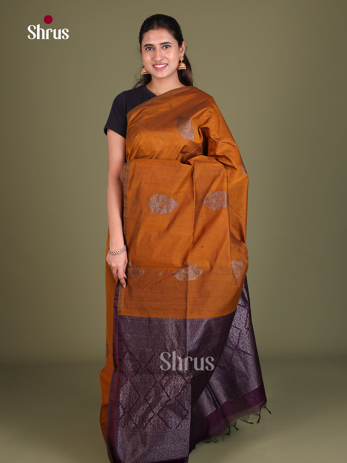 Semi Silkcotton Saree - EES19295 - Shop on Shrus.com