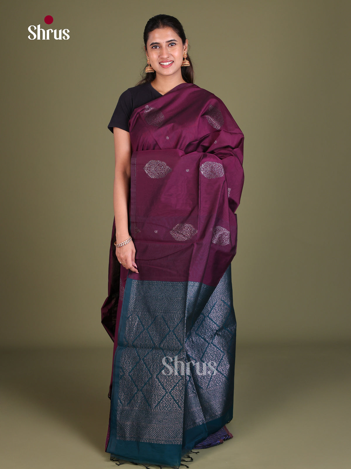 Semi Silkcotton Saree - EES19296 - Shop on Shrus.com