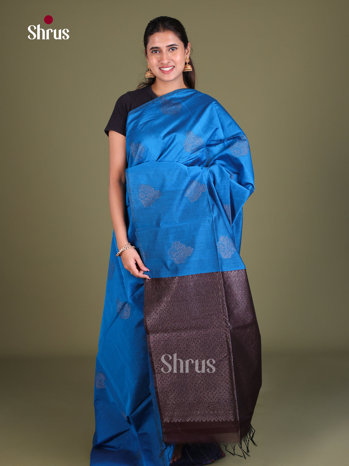 Semi Silkcotton Saree - EES19299 - Shop on Shrus.com