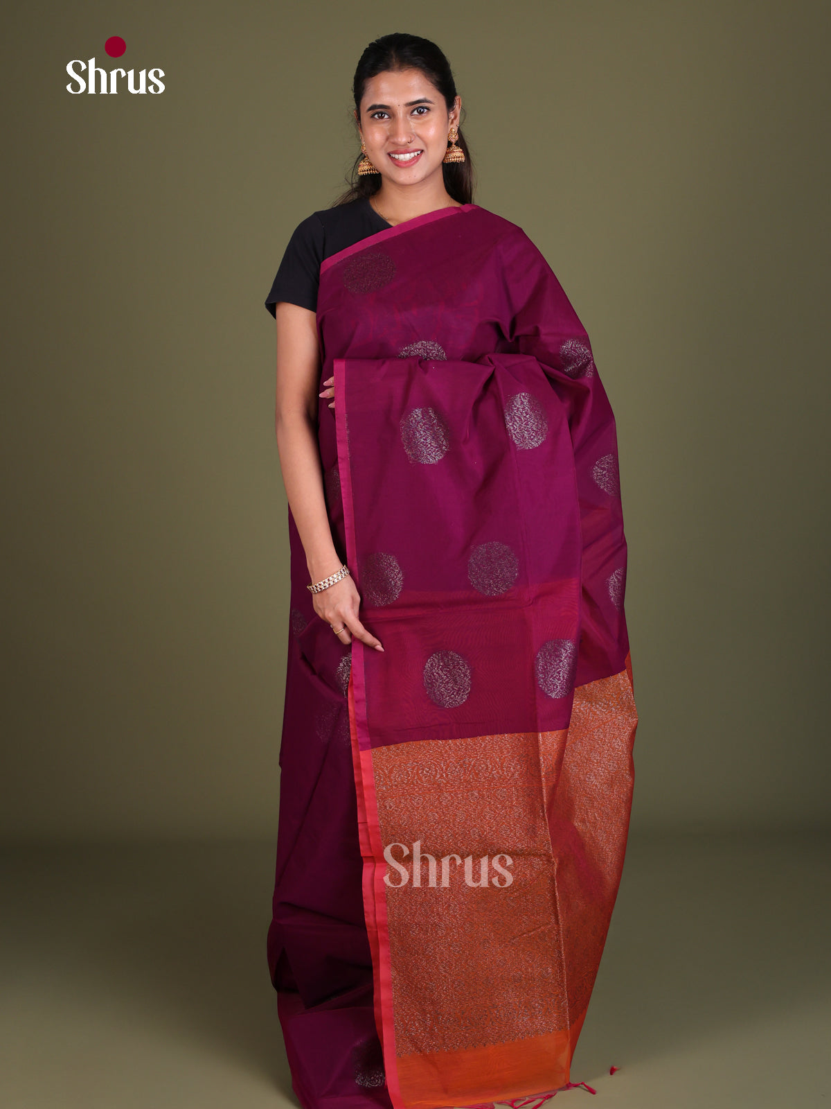 Semi Silkcotton Saree - EES19309 - Shop on Shrus.com