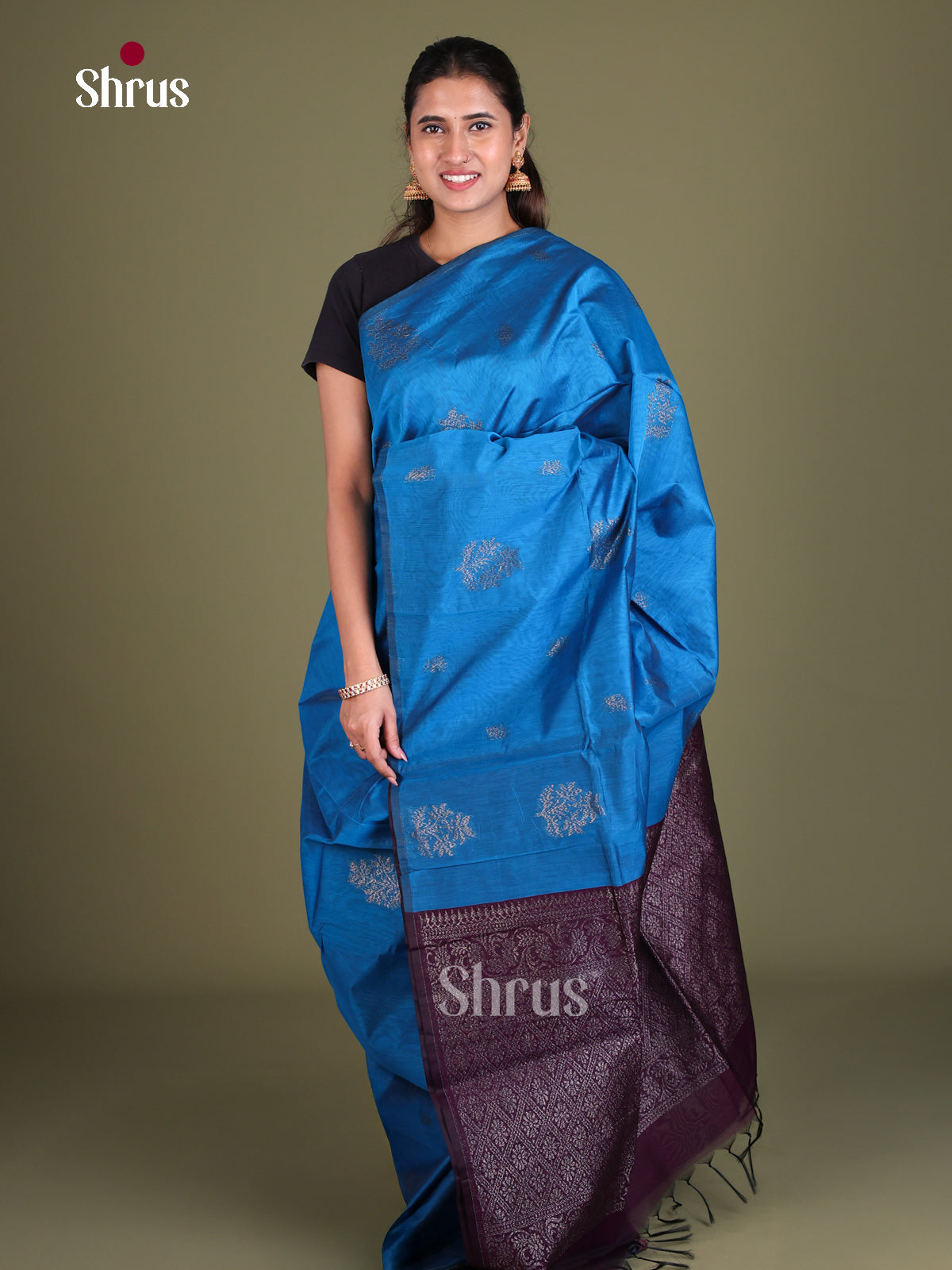 Semi Silkcotton Saree - EES19314 - Shop on Shrus.com
