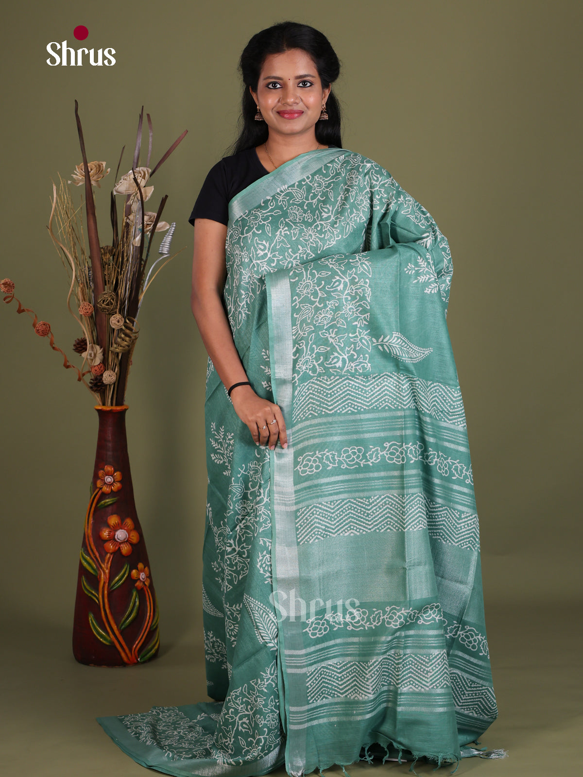 Linen Cotton Saree - EES21296 - Shop on Shrus.com