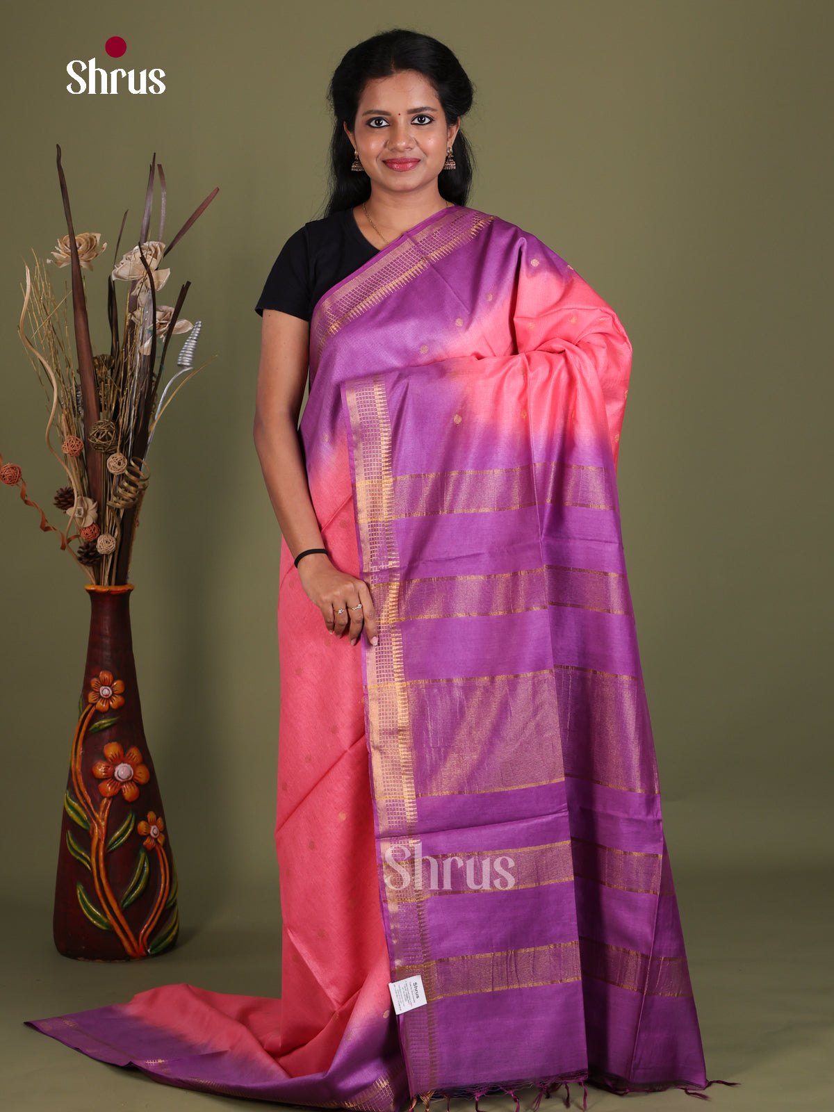 Semi Tussar Saree - EES21324 - Shop on Shrus.com
