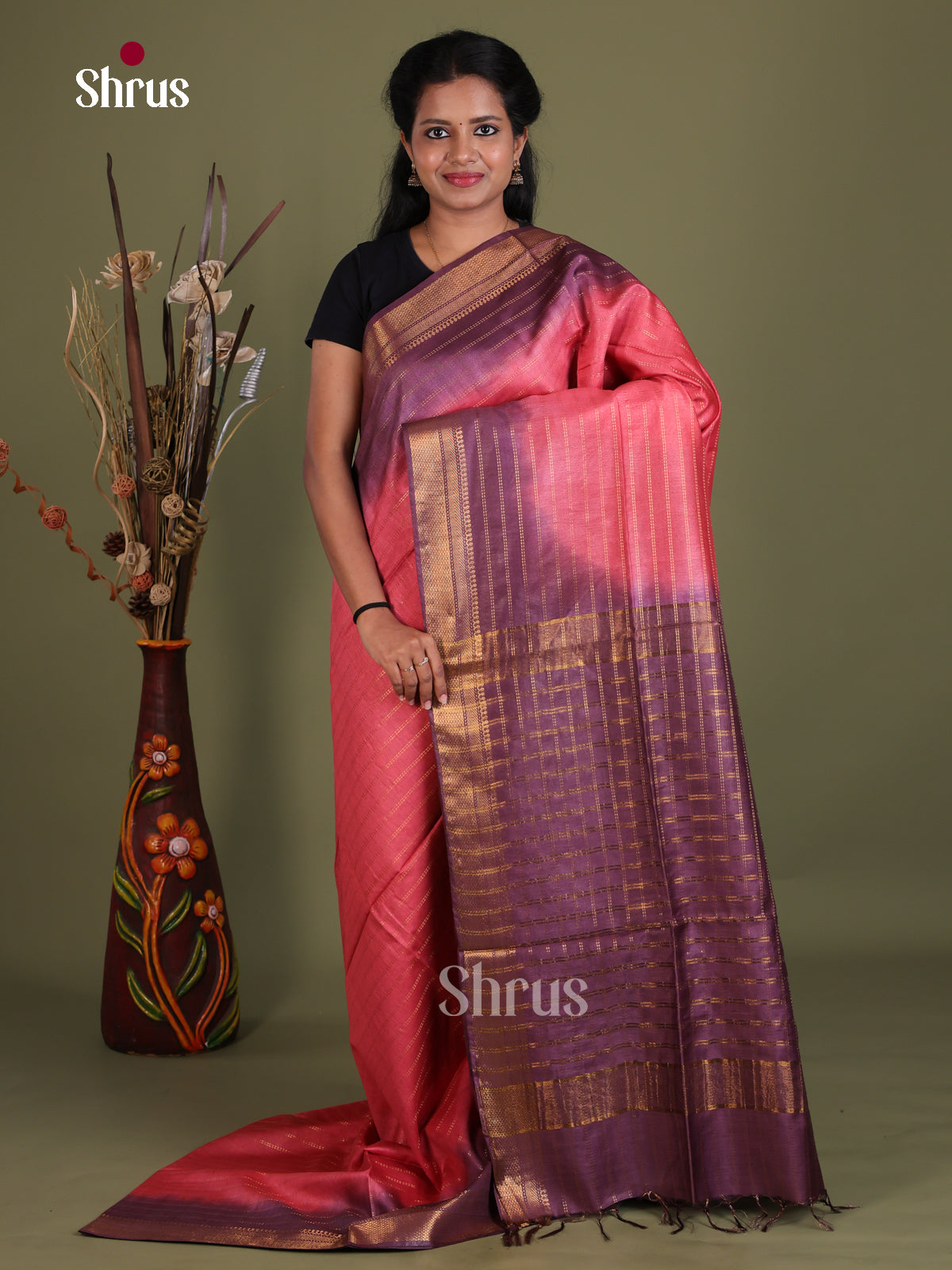Semi Tussar Saree - EES21367 - Shop on Shrus.com