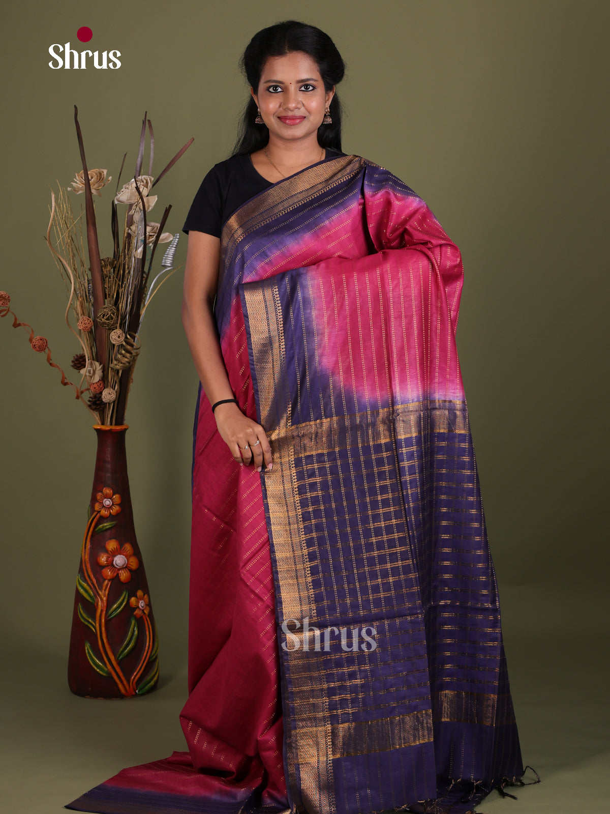 Semi Tussar Saree - EES21372 - Shop on Shrus.com