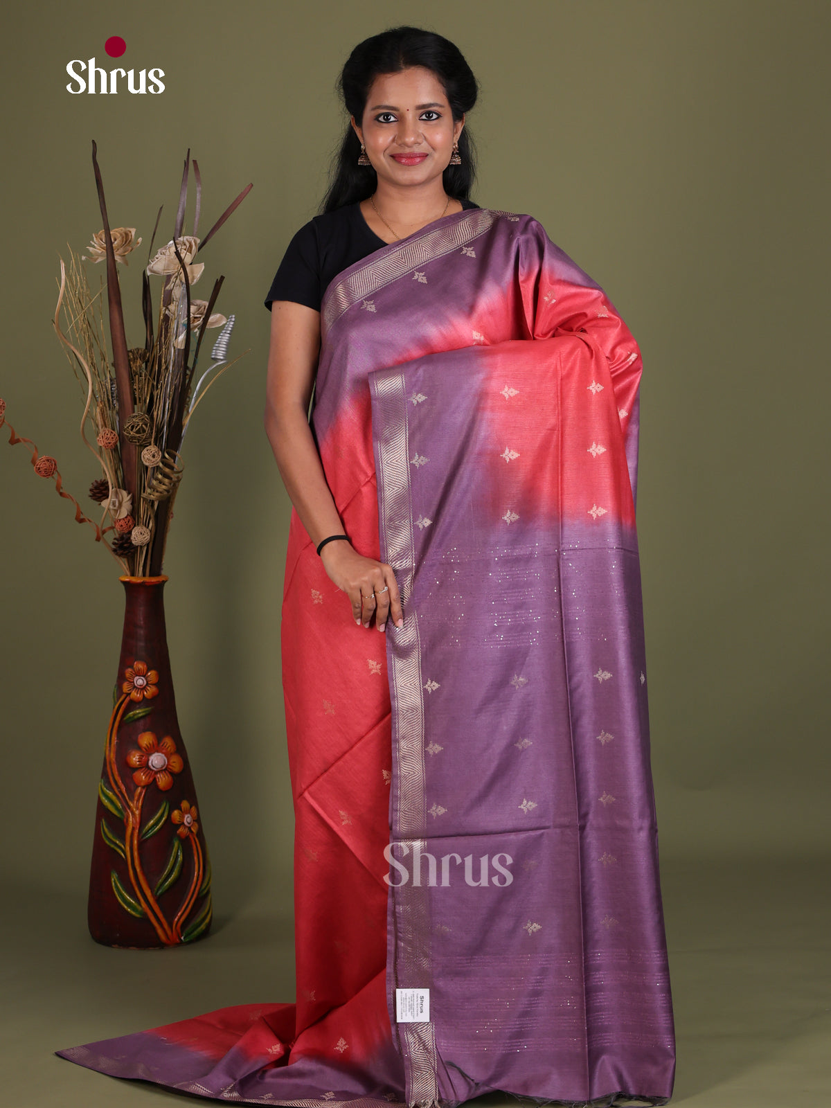 Semi Tussar Saree - EES21373 - Shop on Shrus.com
