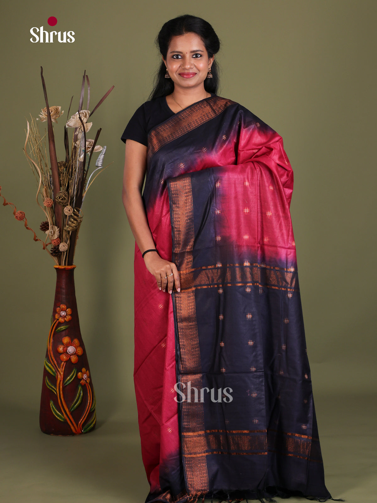 Semi Tussar Saree - EES21391 - Shop on Shrus.com