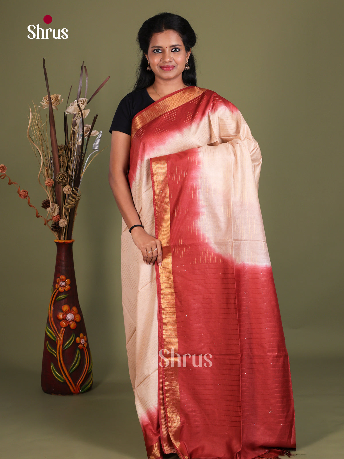 Semi Tussar Saree - EES21400 - Shop on Shrus.com