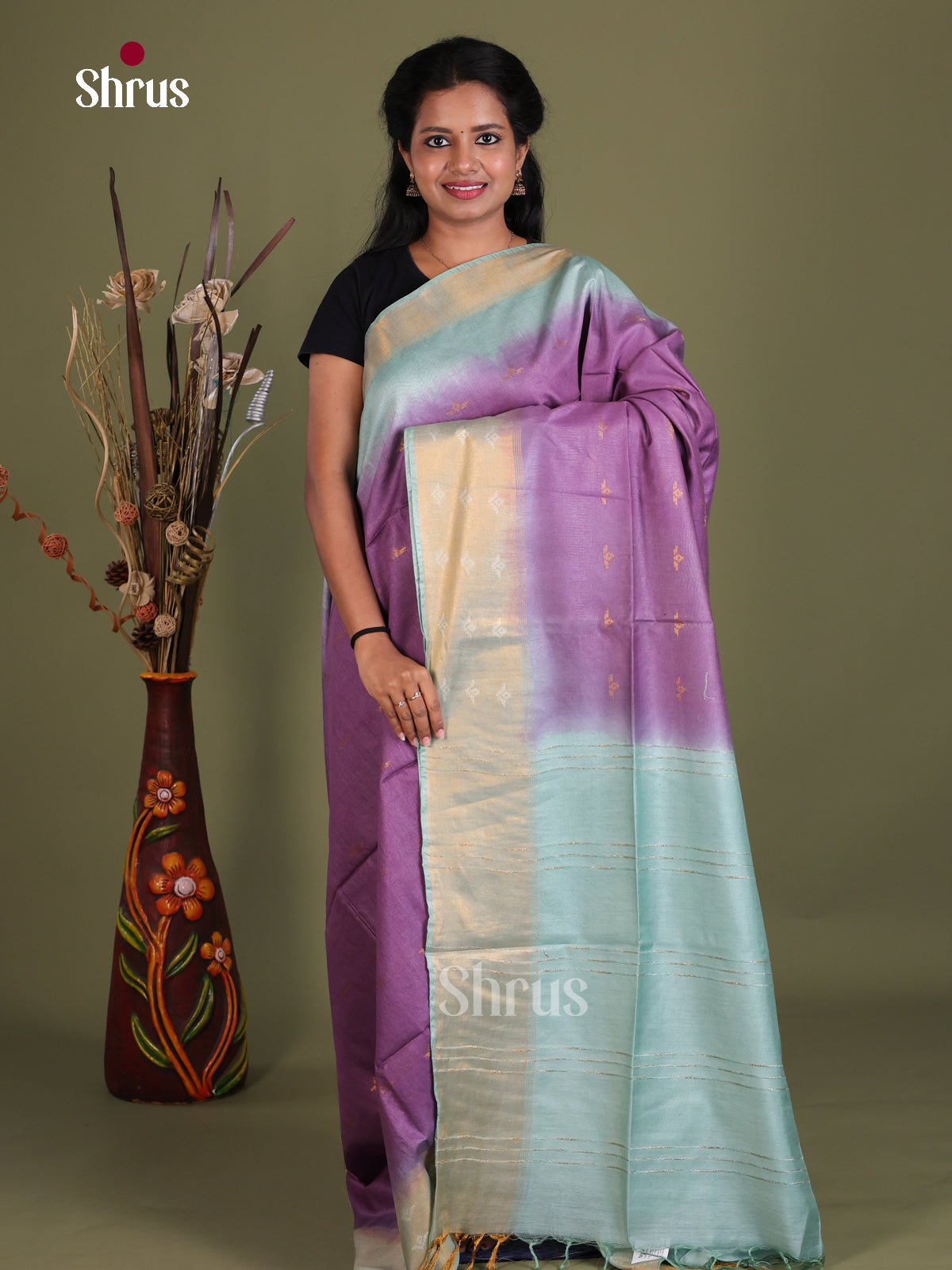 Semi Tussar Saree - EES21403 - Shop on Shrus.com