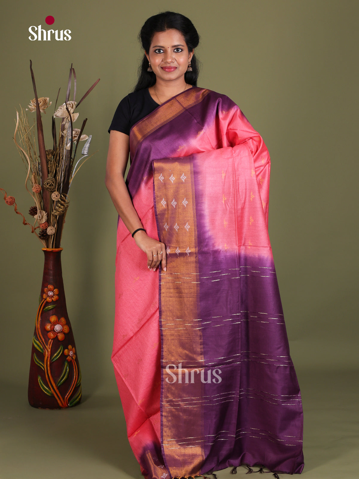 Semi Tussar Saree - EES21404 - Shop on Shrus.com