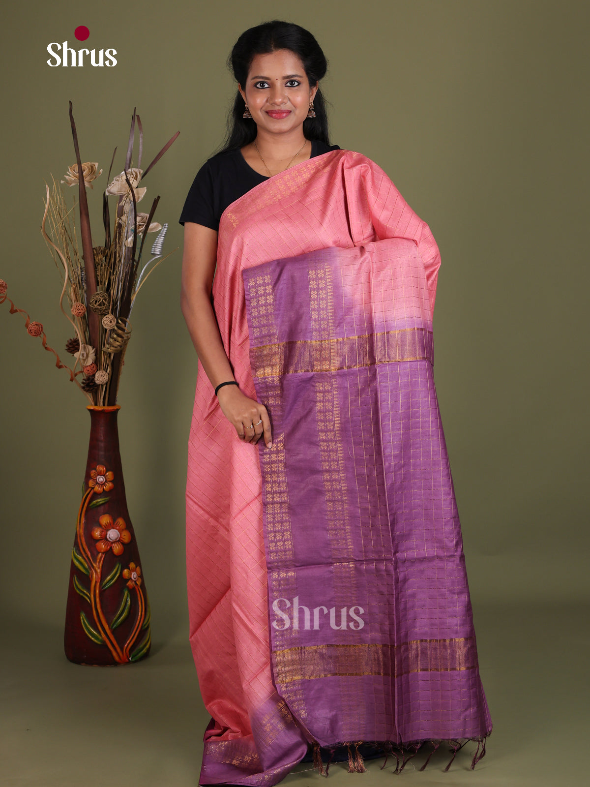 Semi Tussar Saree - EES21414 - Shop on Shrus.com