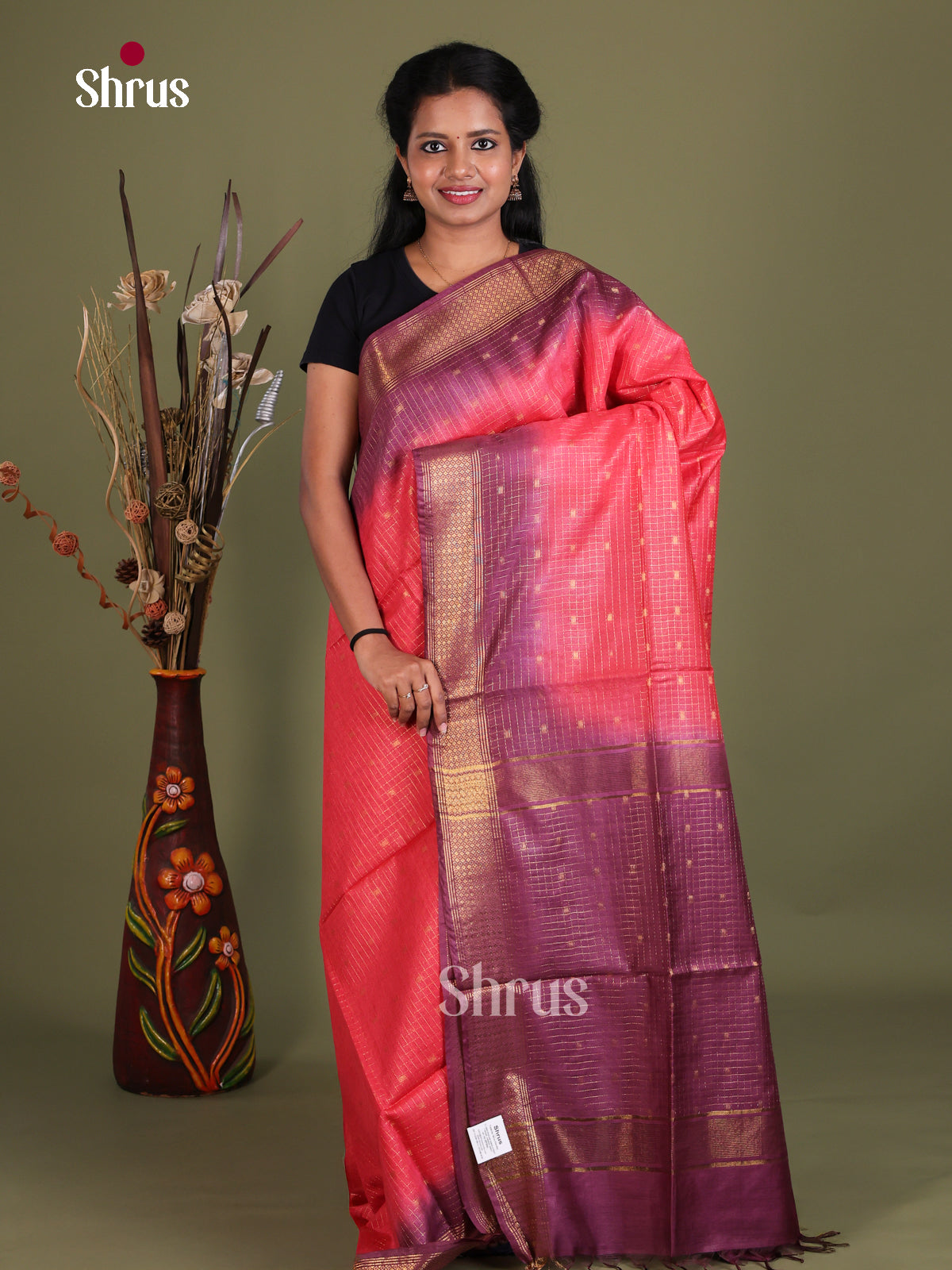 Semi Tussar Saree - EES21445 - Shop on Shrus.com