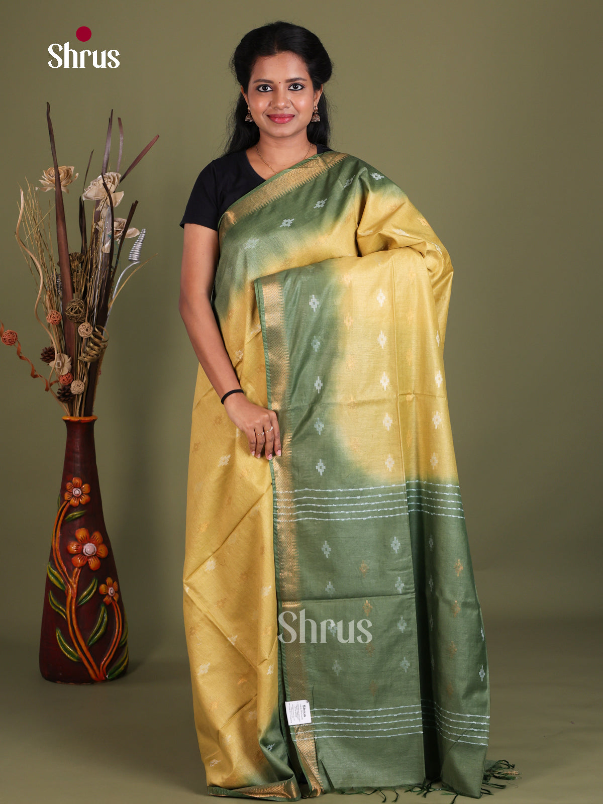 Semi Tussar Saree - EES21447 - Shop on Shrus.com