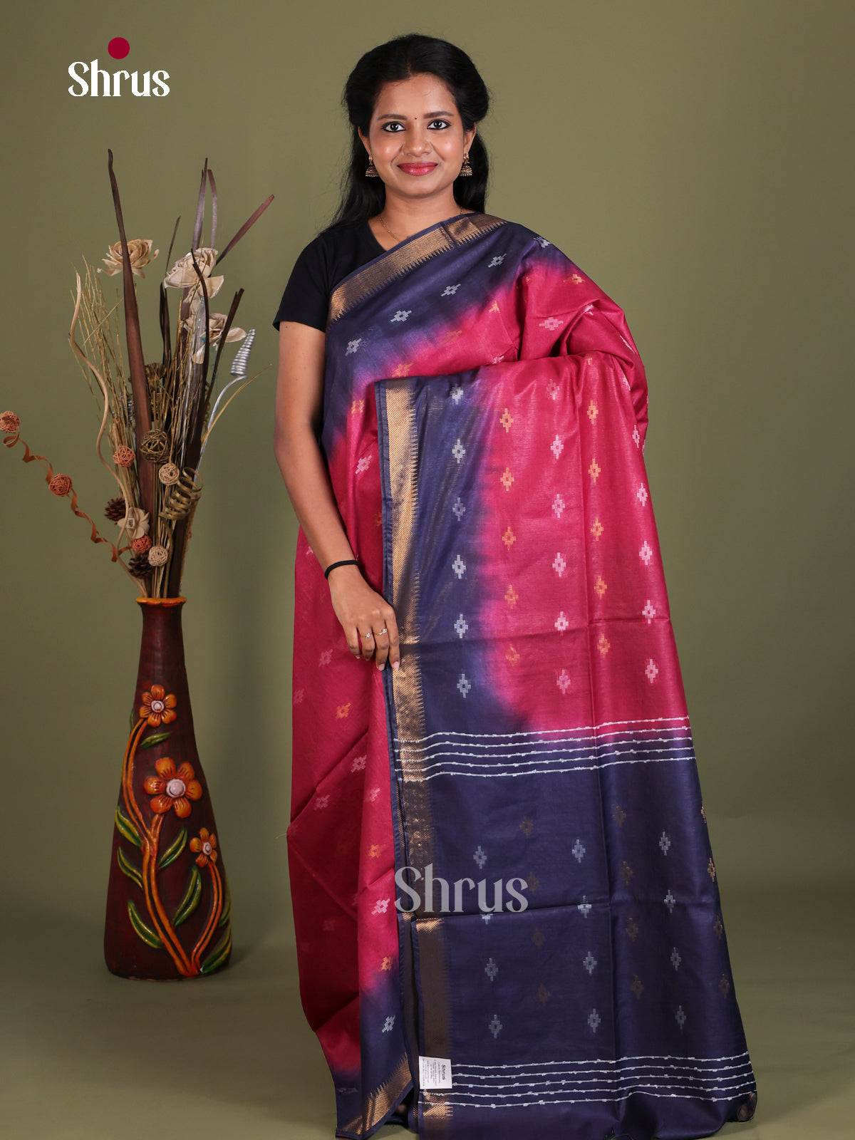 Semi Tussar Saree - EES21461 - Shop on Shrus.com