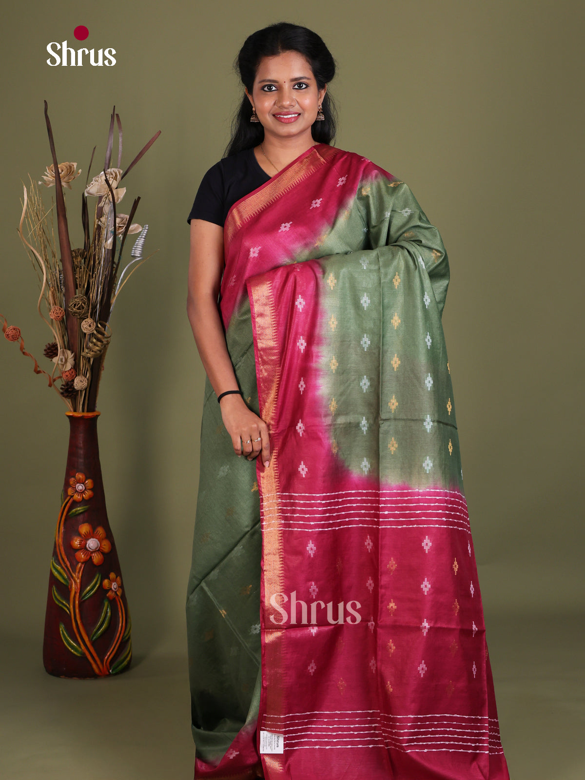 Semi Tussar Saree - EES21462 - Shop on Shrus.com