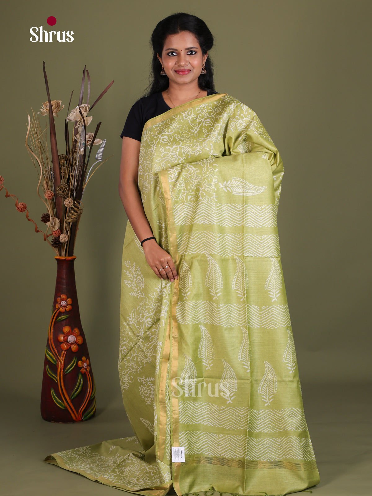 Semi Tussar Saree - EES21463 - Shop on Shrus.com