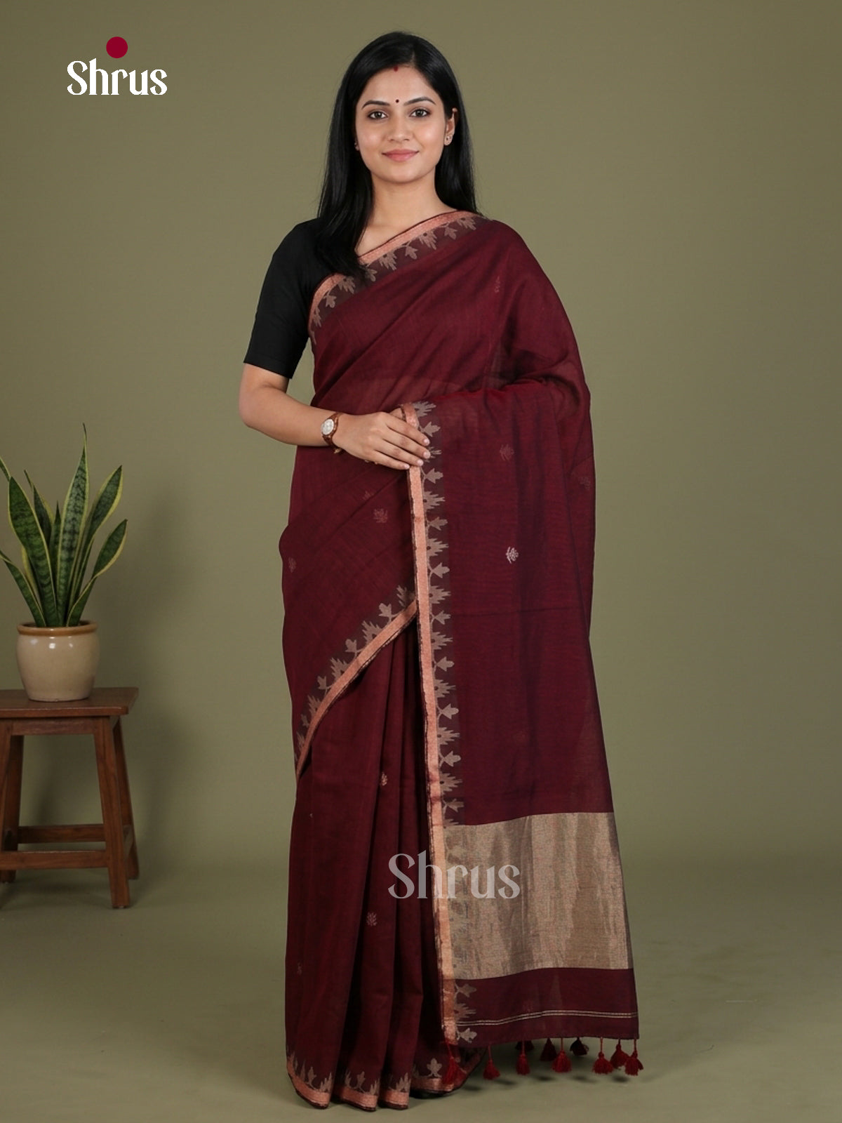 Bengal cotton Saree - EES21767 - Shop on Shrus.com