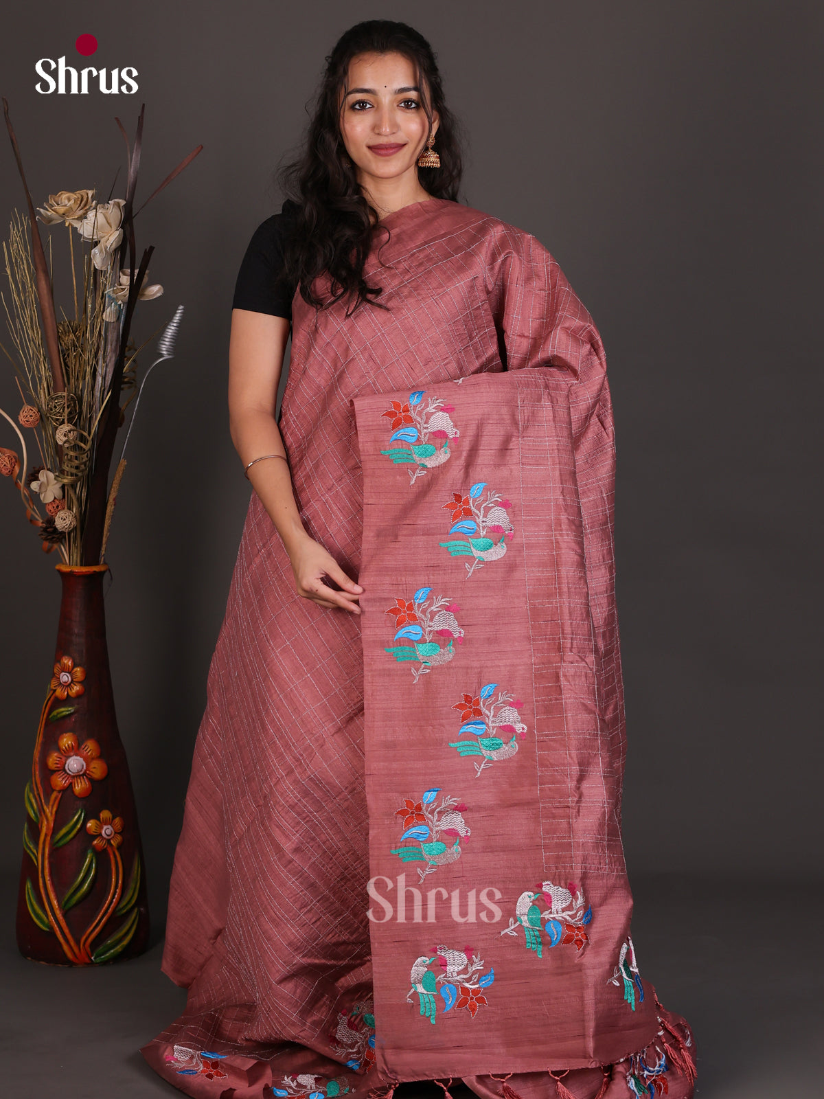 Semi Rawsilk Embroidery Saree - EES22102