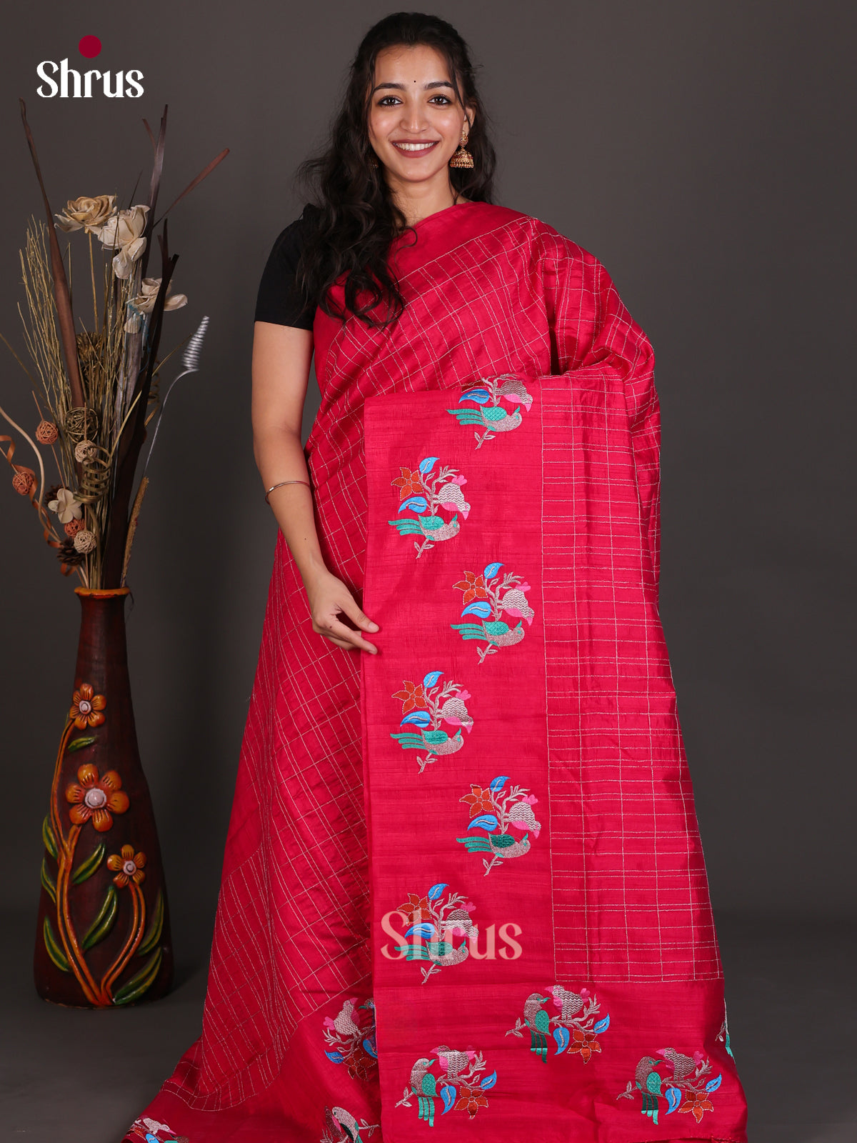 Semi Rawsilk Embroidery Saree - EES22103