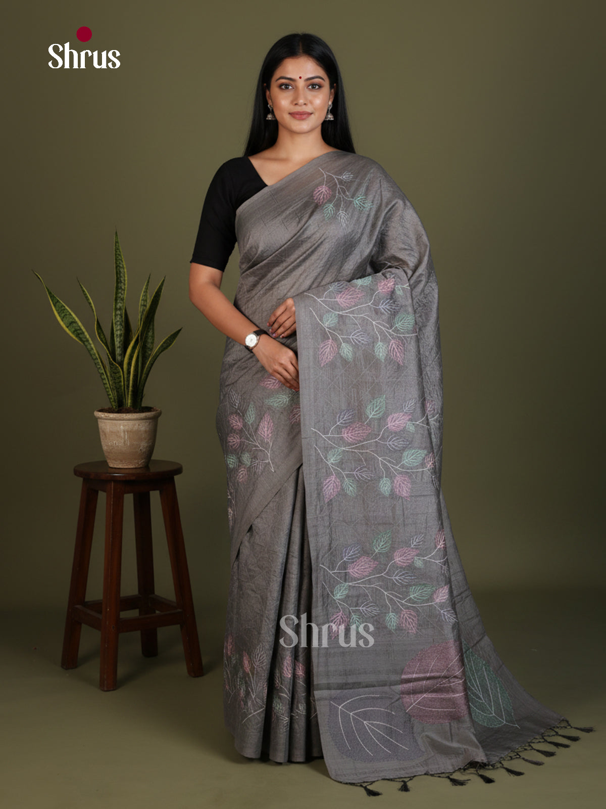 Semi Rawsilk Embroidery Saree - EES22150 - Shop on Shrus.com