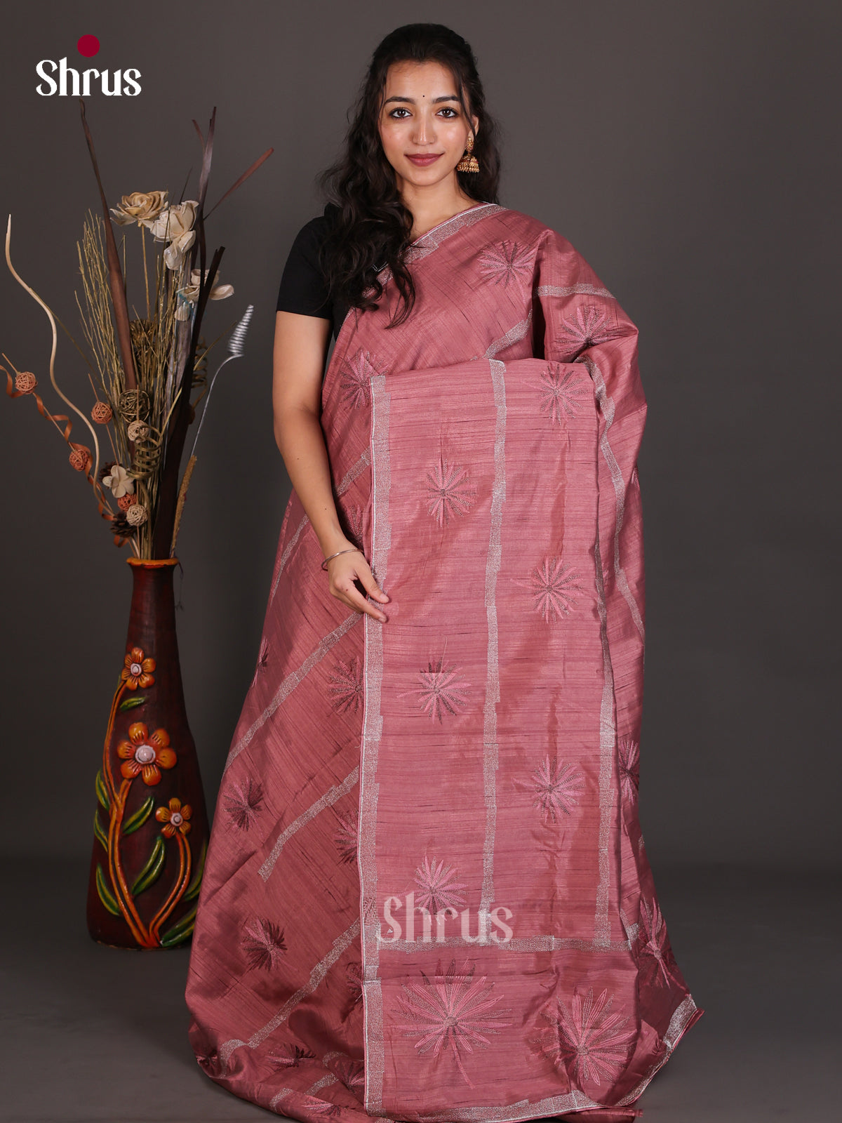 Semi Rawsilk Embroidery Saree - EES22157
