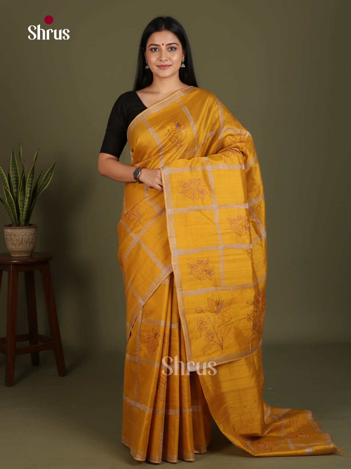 Semi Rawsilk Embroidery Saree - EES22165 - Shop on Shrus.com