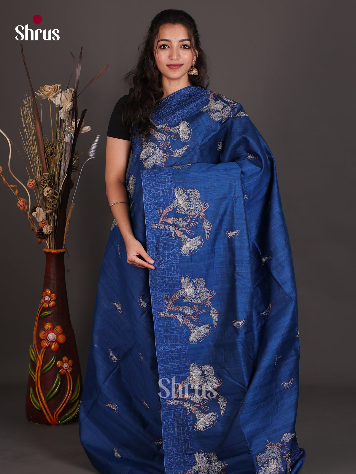 Semi Rawsilk Embroidery Saree - EES22180
