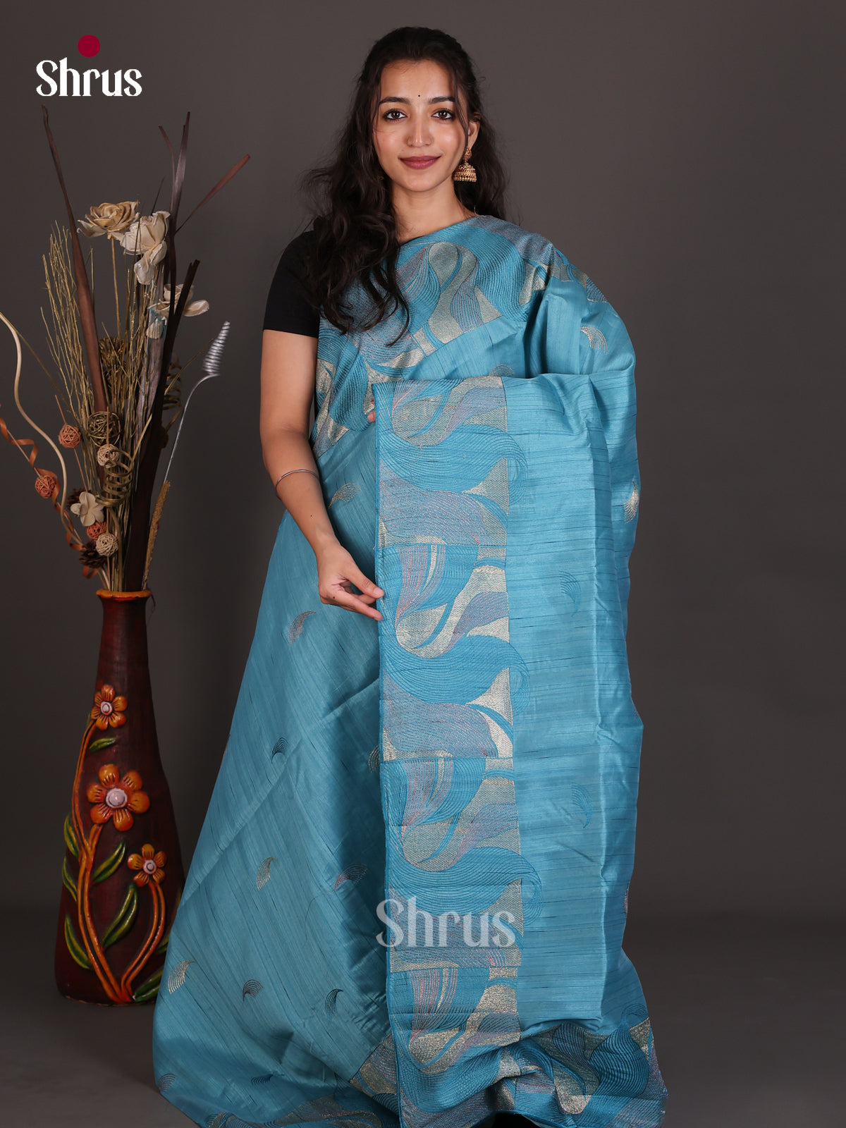 Semi Rawsilk Embroidery Saree - EES22199