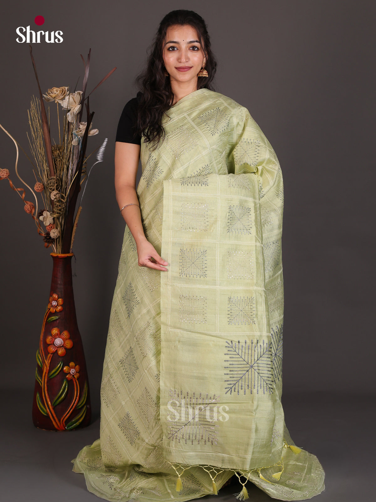 Semi Rawsilk Embroidery Saree - EES22268