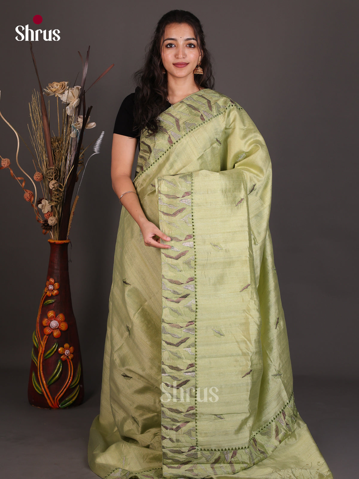 Semi Rawsilk Embroidery Saree - EES22298