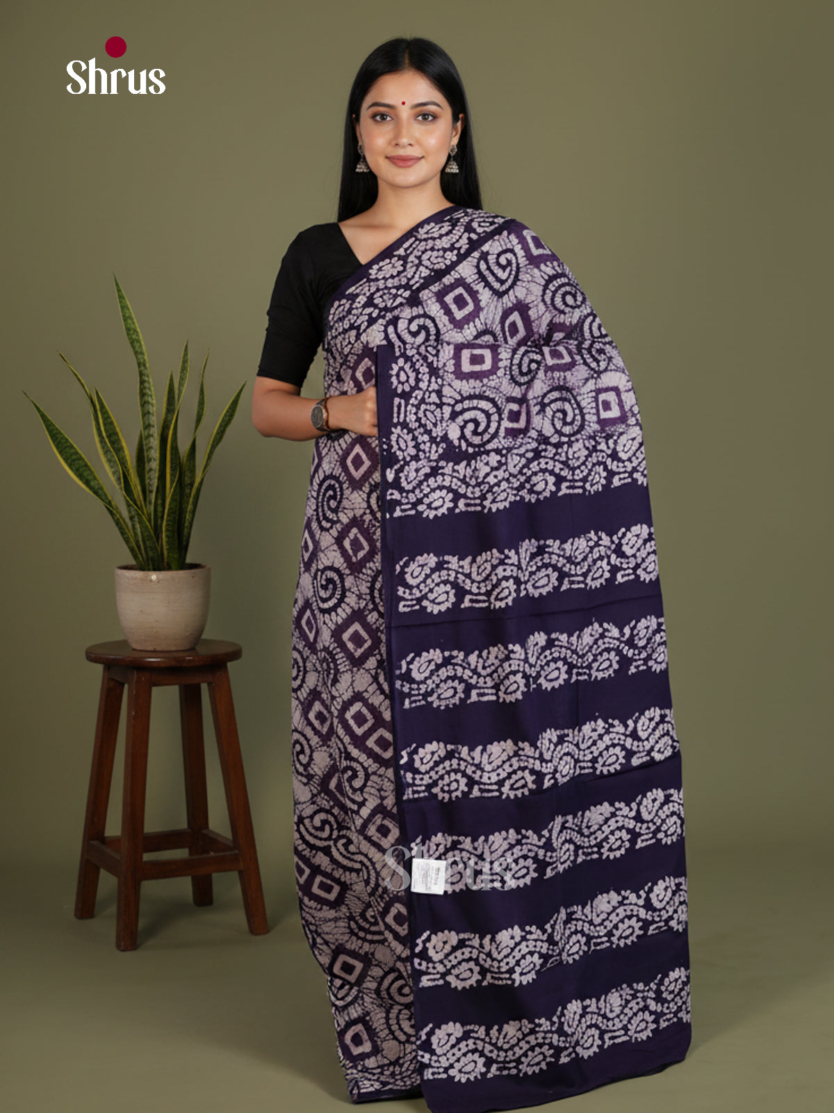 Blue & White - Jaipur cotton Saree - EES25097