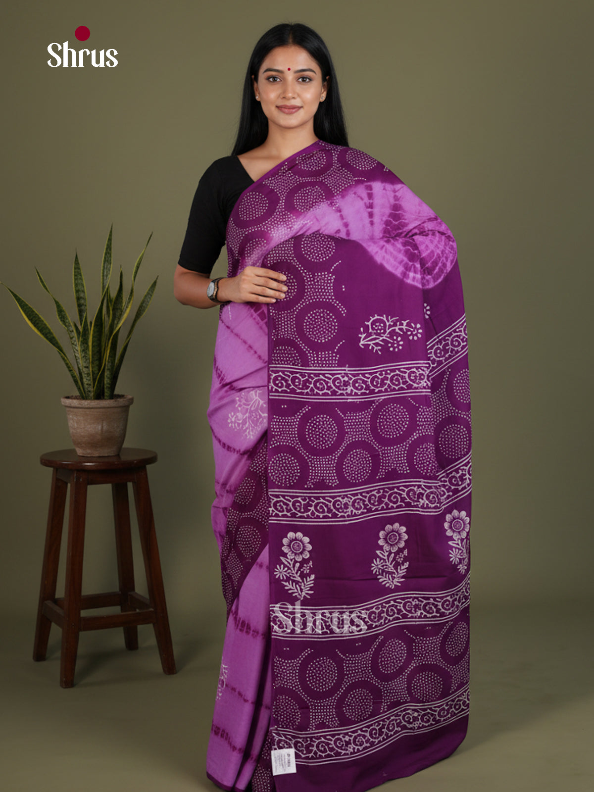 Lavender & Purple - Jaipur cotton Saree - EES25120