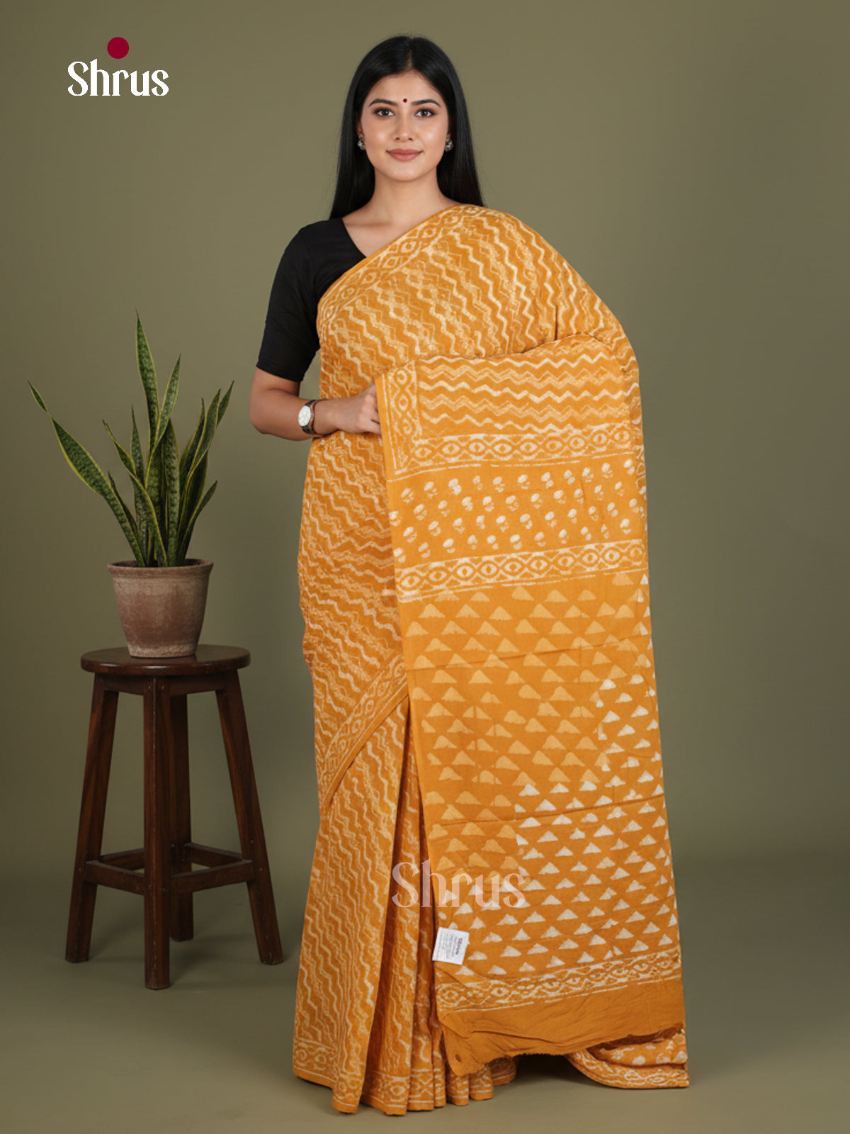Mustard - Jaipur cotton Saree - EES25122