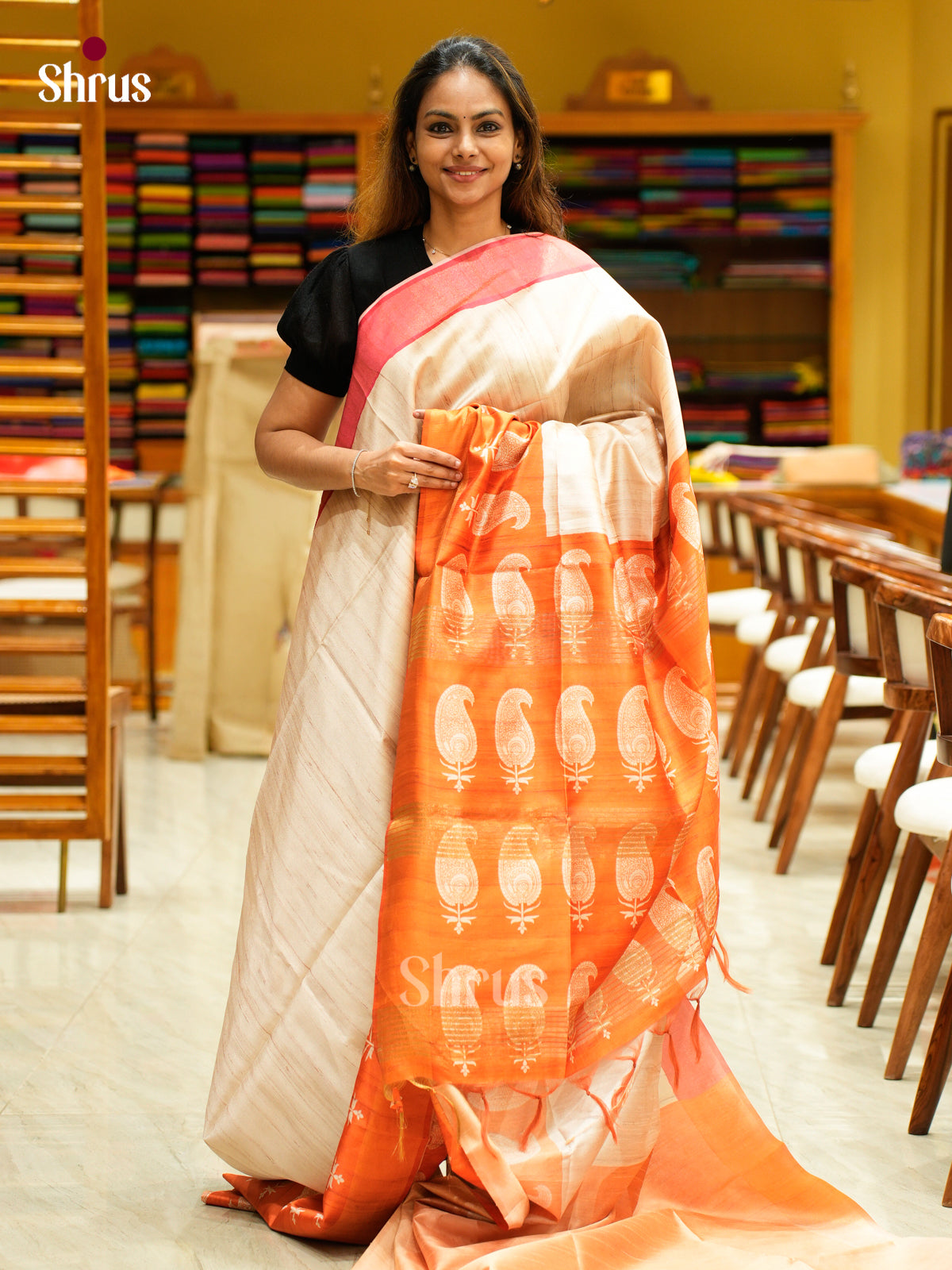 Champa semitussar Saree - EFS01223 - Shop on Shrus.com