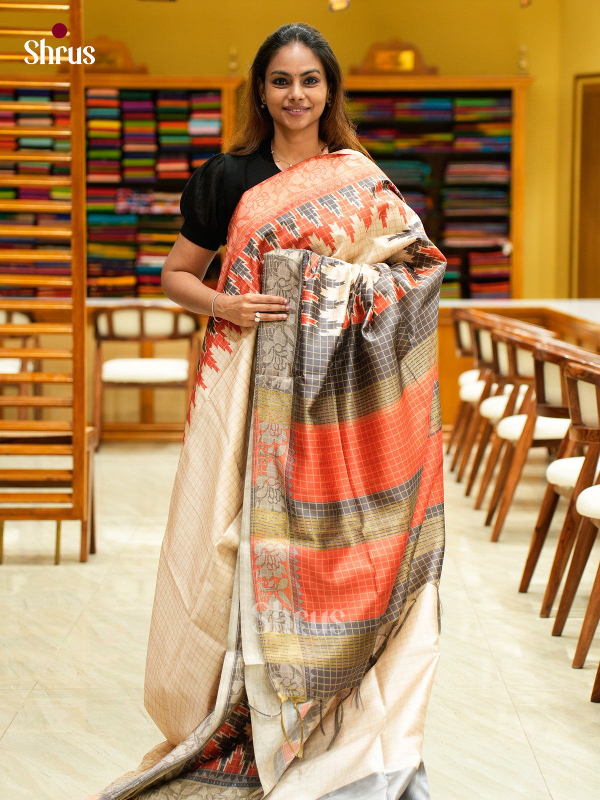Champa semitussar Saree - EFS01244 - Shop on Shrus.com