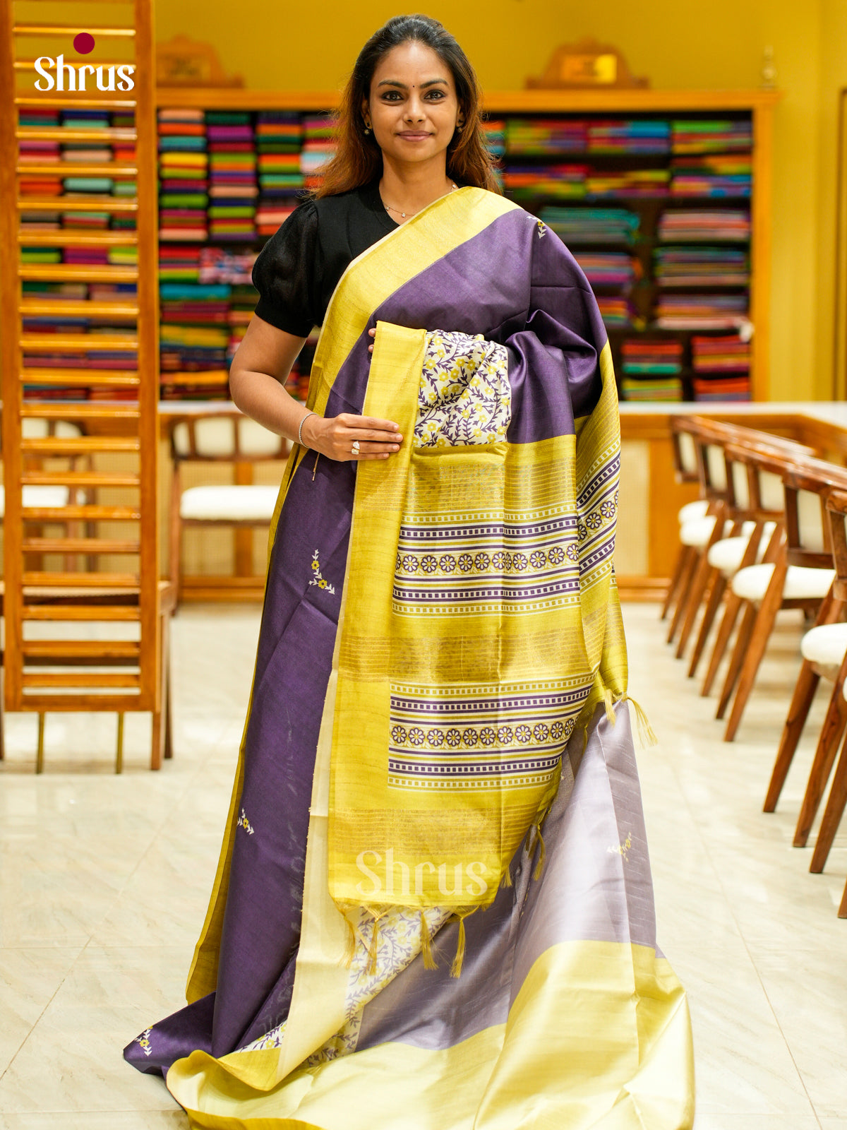 Champa semitussar Saree - EFS01320 - Shop on Shrus.com