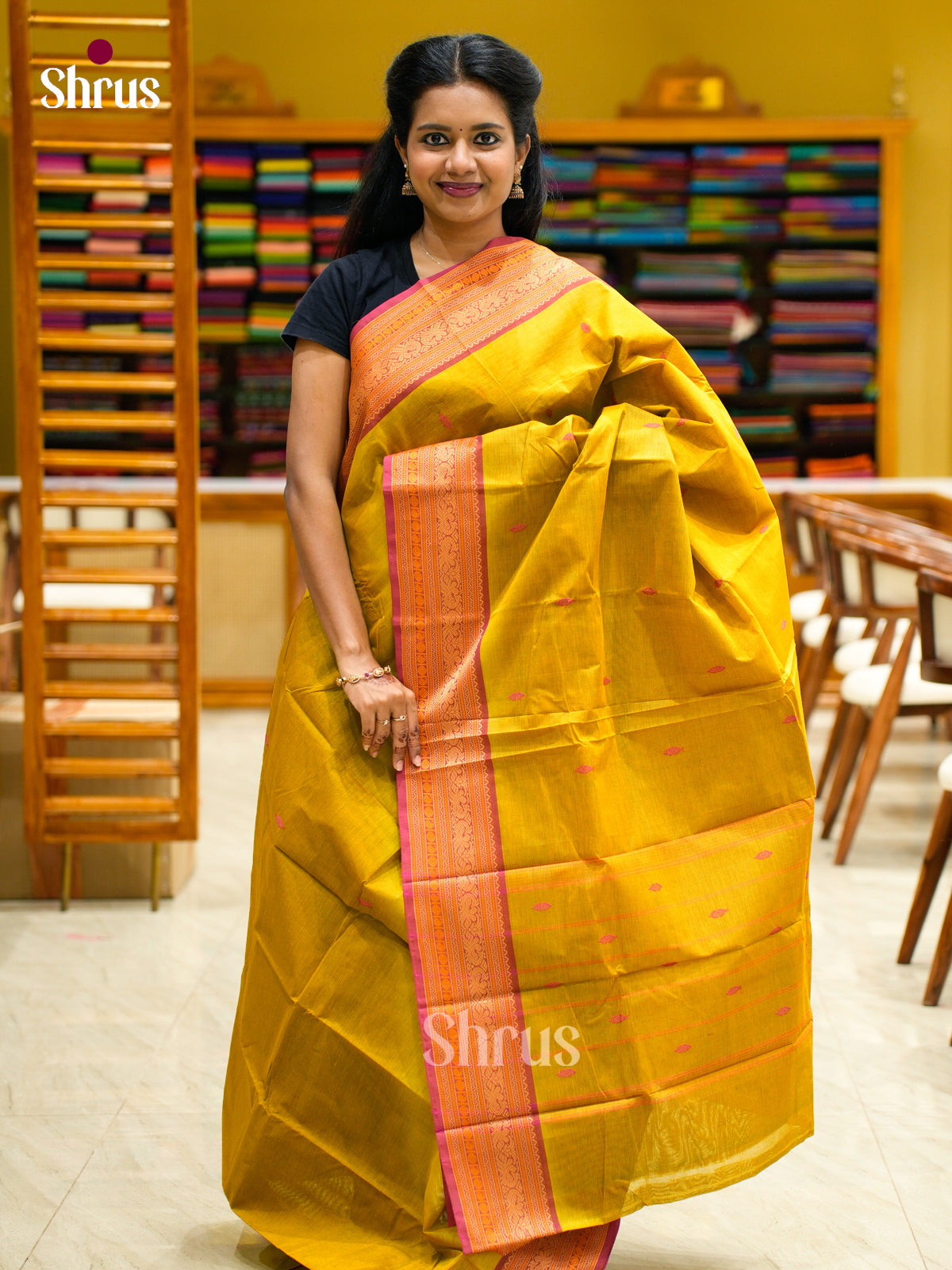 Mustard & Maroon - Chettinad Cotton Saree - EFS03006