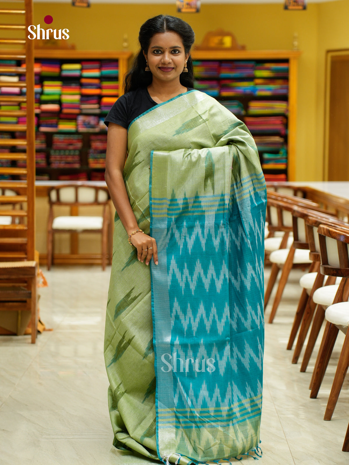 Semi Ikkat Saree - EFS03038 - Shop on Shrus.com