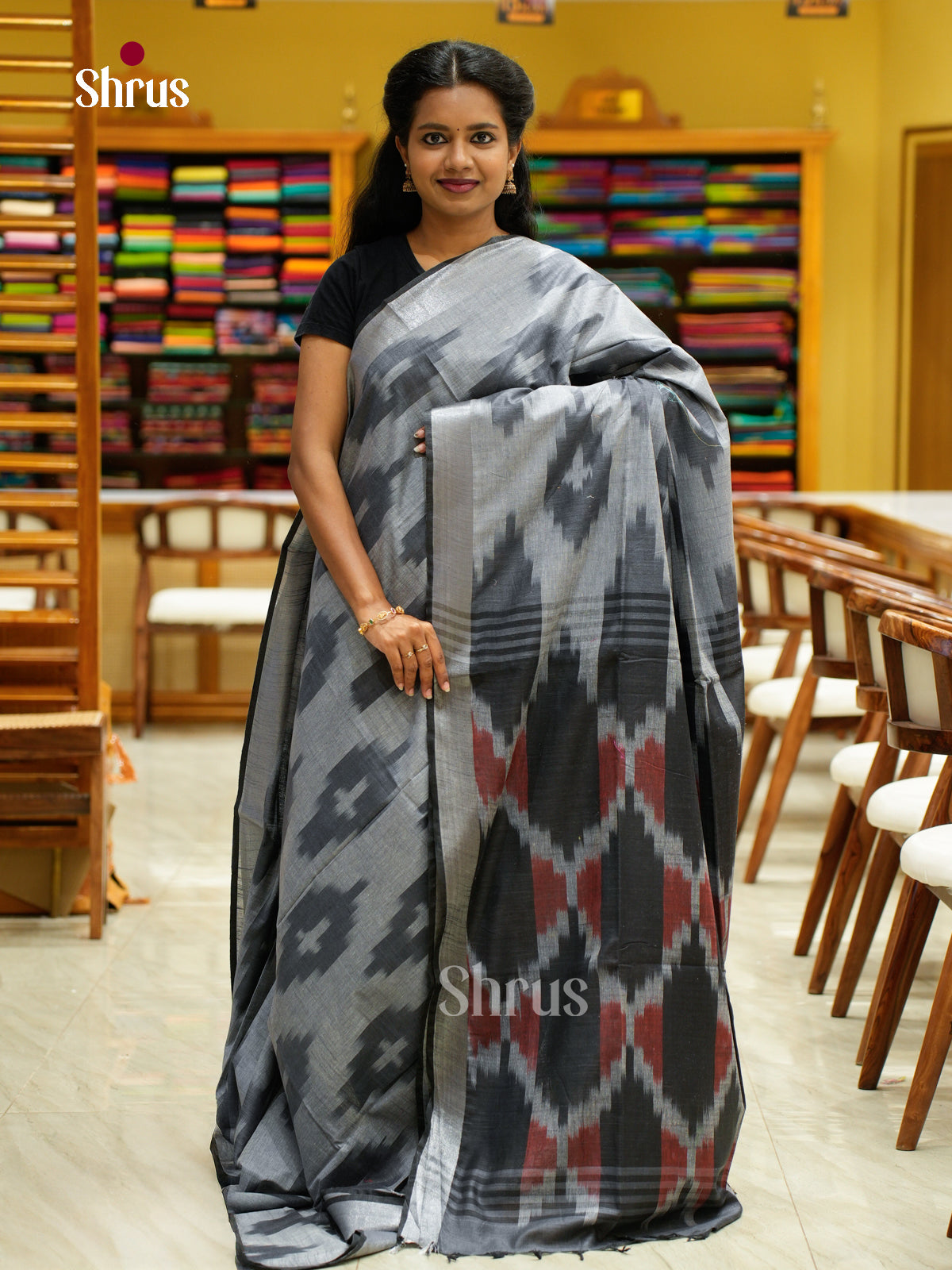 Semi Ikkat Saree - EFS03041 - Shop on Shrus.com