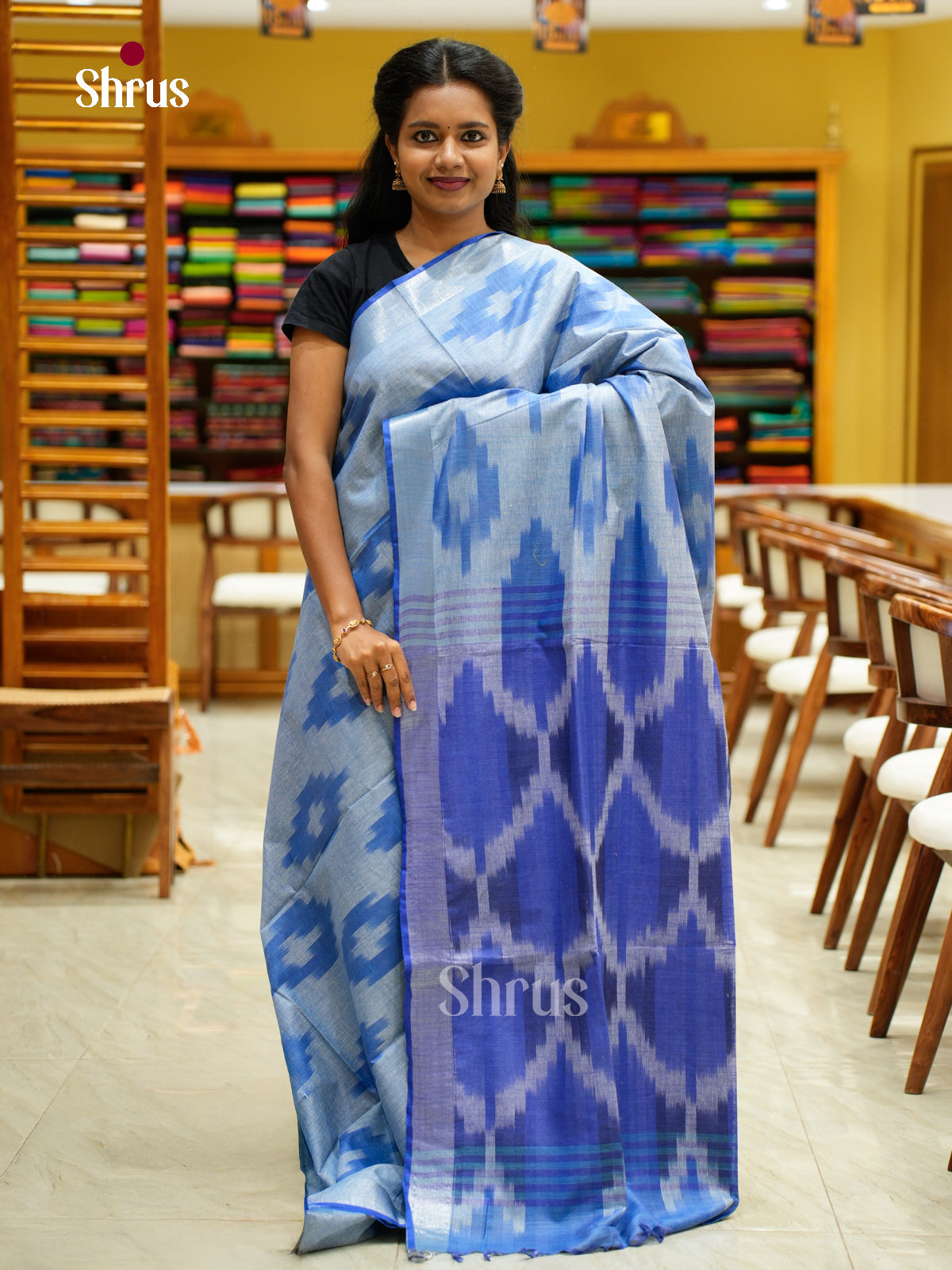 Semi Ikkat Saree - EFS03042 - Shop on Shrus.com