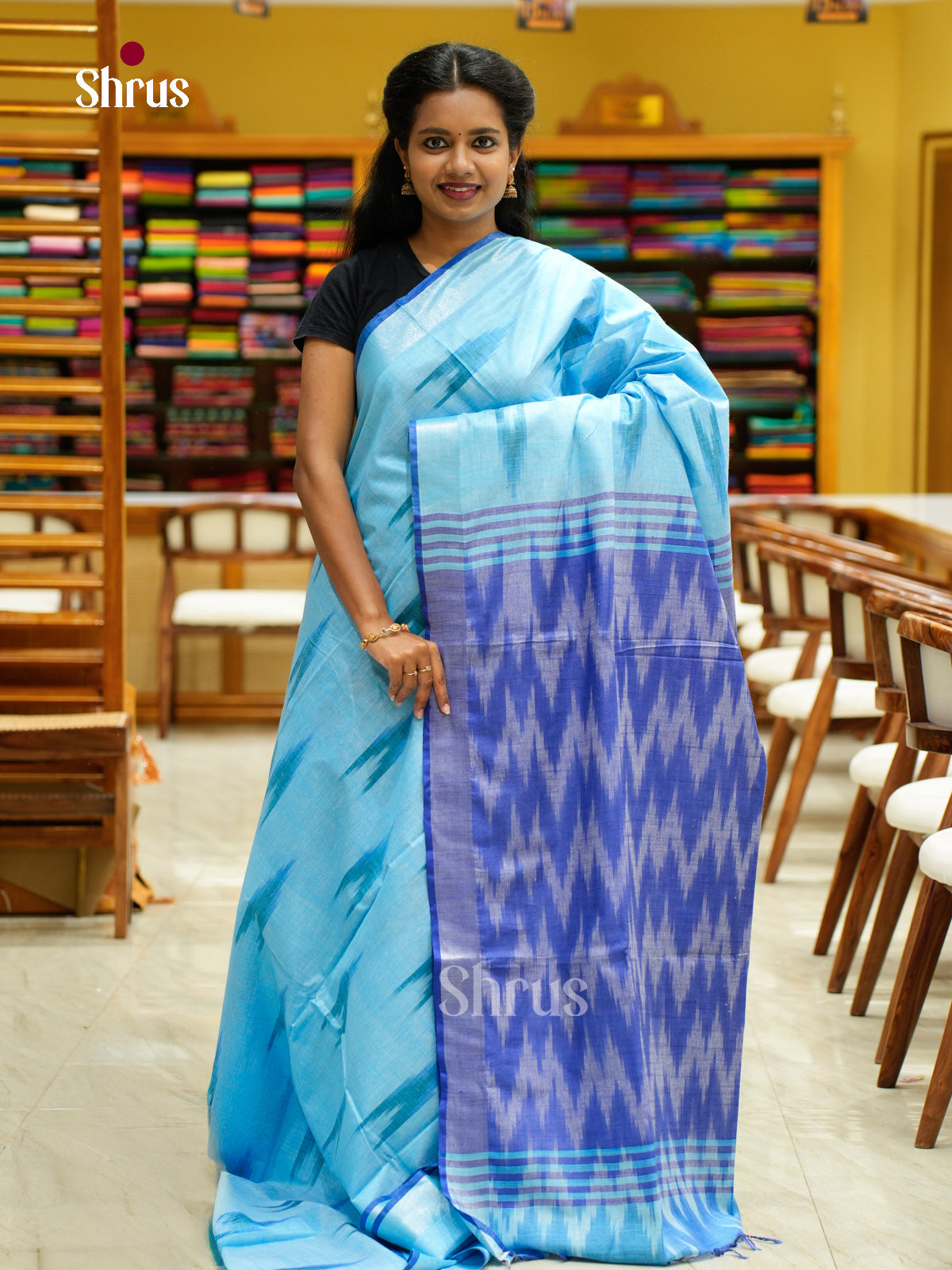 Semi Ikkat Saree - EFS03045 - Shop on Shrus.com