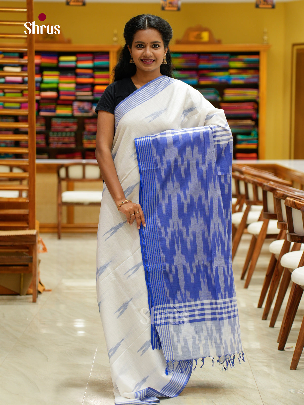Semi Ikkat Saree - EFS03051 - Shop on Shrus.com