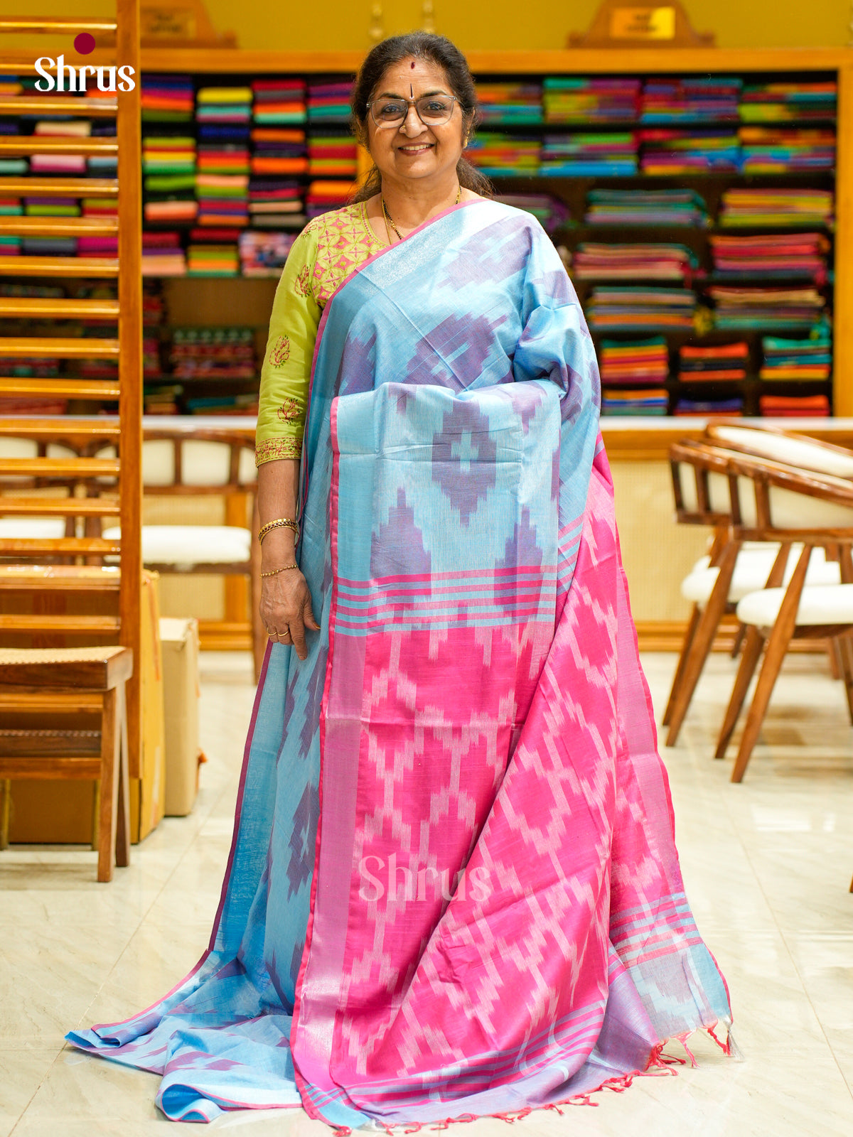 Semi Ikkat Saree - EFS03052 - Shop on Shrus.com
