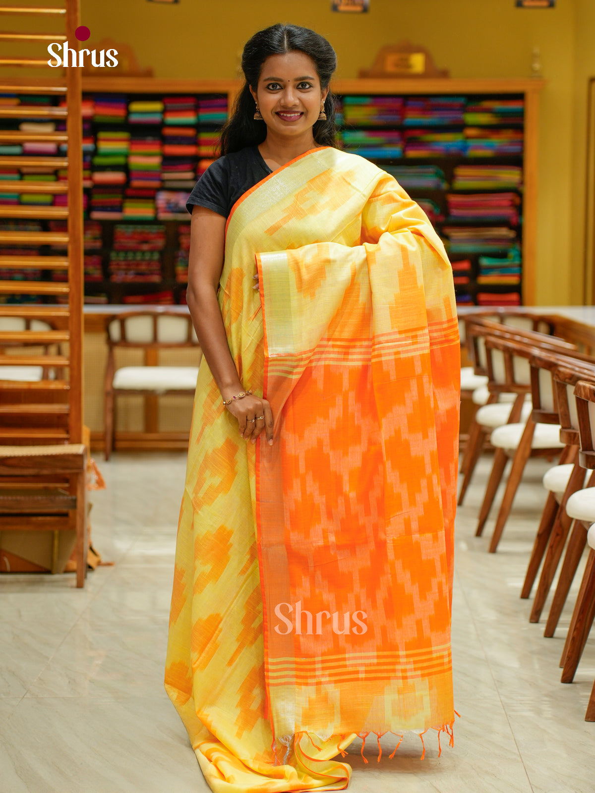 Semi Ikkat Saree - EFS03053 - Shop on Shrus.com