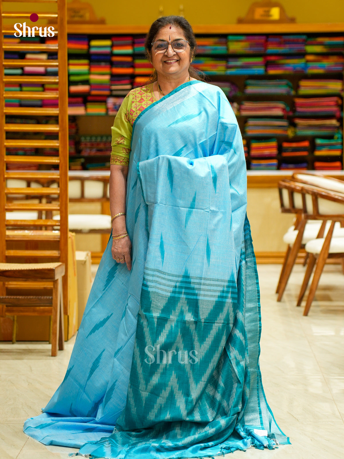 Semi Ikkat Saree - EFS03070 - Shop on Shrus.com